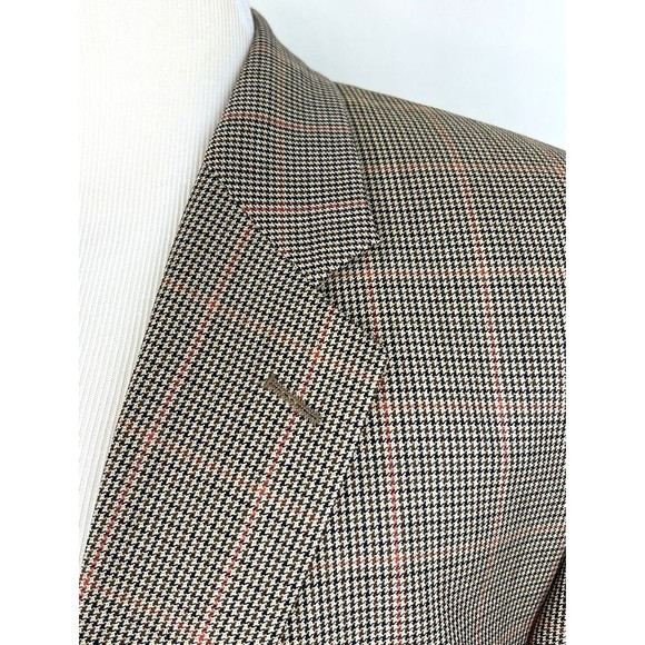 Tasso Elba Vitale Barberis Canonico Wool 2B Sport Coat Brown Plaid Mens 46L - Picture 3 of 12
